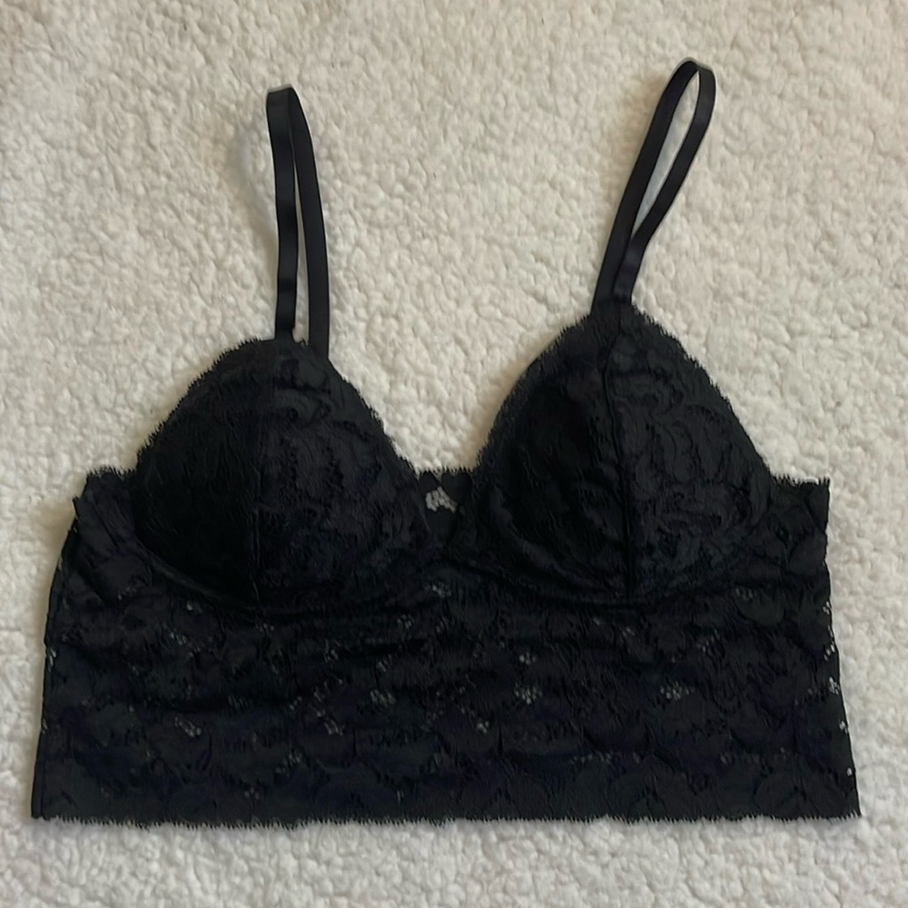No Tag lace black bralette removable pads wide band adjustable straps